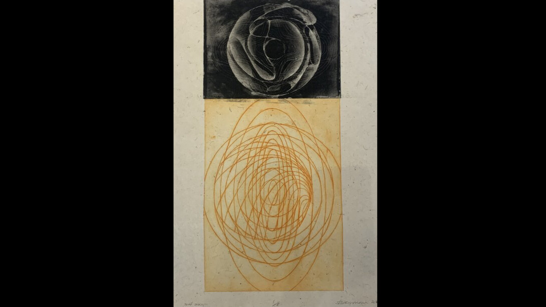 Steven Sorman, not now, 2022, 1/8, photopolymer intaglio on Nepalese paper, 26 ¾x17 5/8 inches. Courtesy the artist and Atrium Gallery