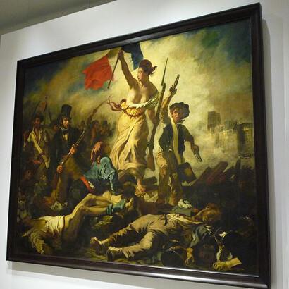 L'opera di Delacroix "La libertà che guida il popolo", (1940). Resistenza contro l'oppressione