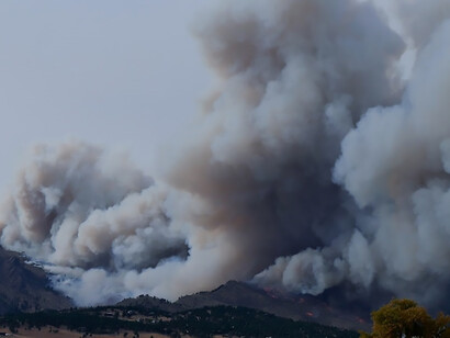 Taken on the day the fire started from the highway, showing the smoke plume created from the fire