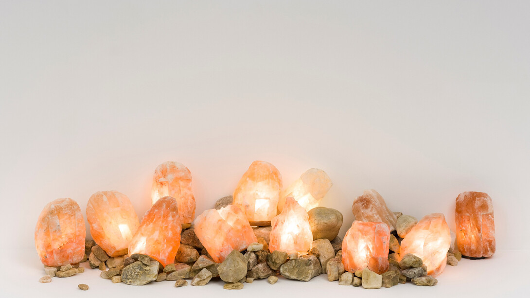 Nancy Dwyer, What, 2014, carved salt crystals, river rocks, electrical wiring, dimensions variable (shown 12 x 54 x 14 inches) unique
