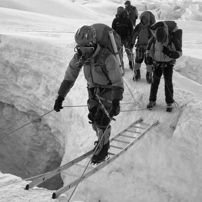 Encountering a dangerous crevice