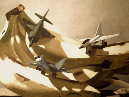 Moisés Barrios. Mosquitos. Pintura al óleo, 1998. pintura al óleo participante en la muestra Estrecho Dudoso