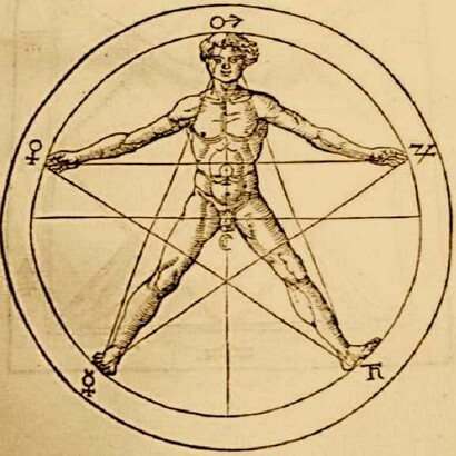 Pentagrama e corpo de homem, Agripa (1486-1535)