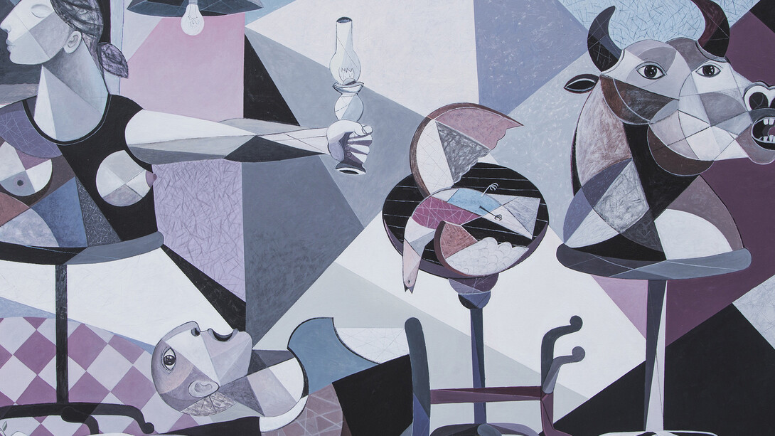Oussama Diab, What Happened Here - In the Company of Picasso, 2015,  Acrylic on canvas, 185 x 295 cm
image