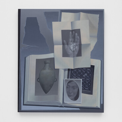 Olivia Jia, My grandmother’s vanity (neolithic amphora, jasmine flower, garden window), oil on panel, 61x51 cm. Courtesy of the artist and Margot Samel Gallery