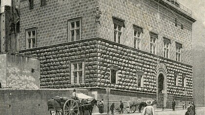 Napoli: esterno del Museo Civico Filangieri (xilografia) del 1894, di Strafforello Gustavo, in "La patria, geografia dell'Italia". Napoli, Italia