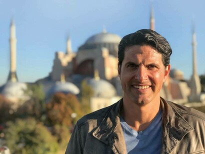 Classical archaeologist Darius Arya taking in the scenery