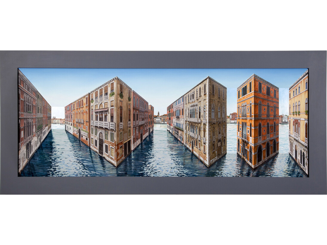 Patrick Hughes, The One and the Many, 2015, Oil on board construction, 58 x 158 x 25.5 cm, 22 7/8 x 62 1/4 x 10 1/8 in, Framed: 76 x 176 x 26.5 cm / 29 7/8 x 69 1/4 x 10 1/8 in, courtesy of Flowers Gallery, London and New York

