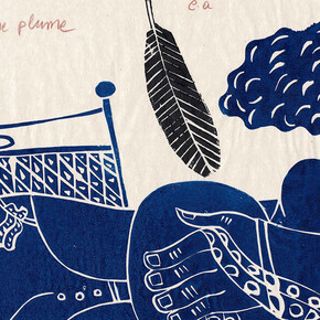 Greek and Cypriot printmakers in France, painting in exhibition. Courtesy of Hambis Printmaking Museum