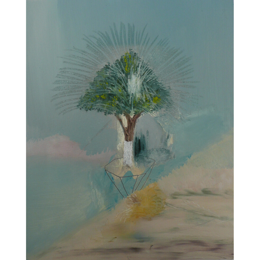 Petri Ala-Maunus, Floating tree and hermit's hut above hillside