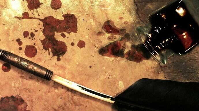 Una pluma y un tintero sobre un papel