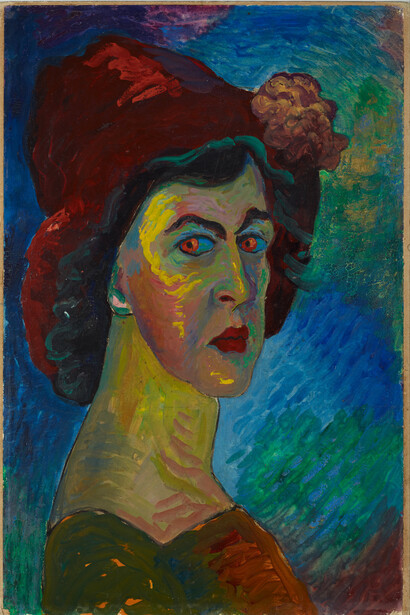 Marianne von Werefkin, Selbstbildnis I, um 1910. Öl auf Leinwand, 51 x 34 cm. Städtische Galerie im Lenbachhaus, München