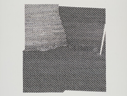 Toulu Hassani, untitled, mechanical pencil, oil on canvas, 2016, 61 x 43 cm / (Sammlung des Bundes, Bonn), © Foto: Volker Crone. 