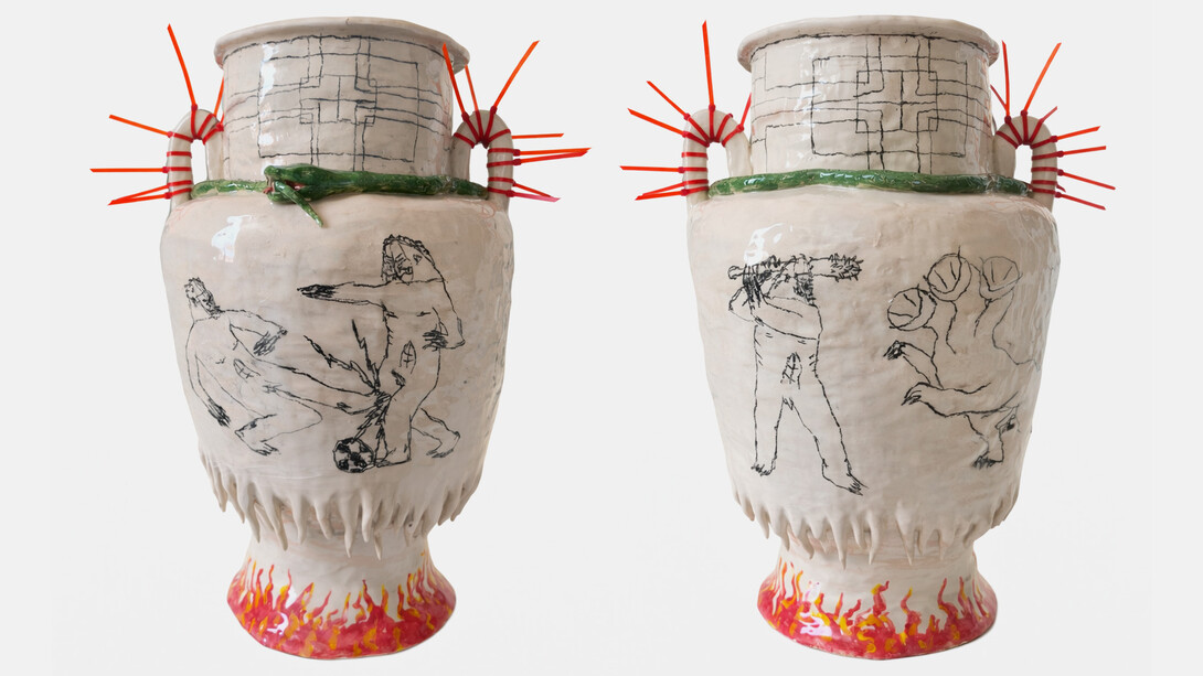 Dimitris Neveskiotis, There is no exit only collision, like it's the last-ditch, 2026. Courtesy of Kalfayan Galleries