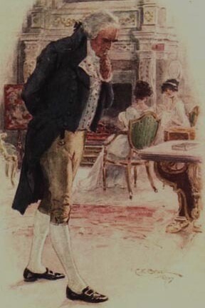 Illustration in colour by C. E. Brock (1870–1938) for the 1907 edition of Northanger Abbey by Jane Austen