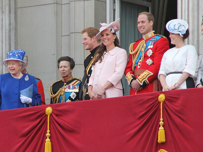 Queen Elizabeth, Duke and Duchess of Cambridge and Prince Harry