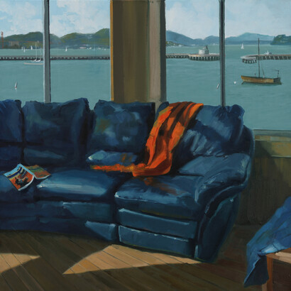 Eileen David, Reading Break, 2023, oil on canvas, 24 x 24 in