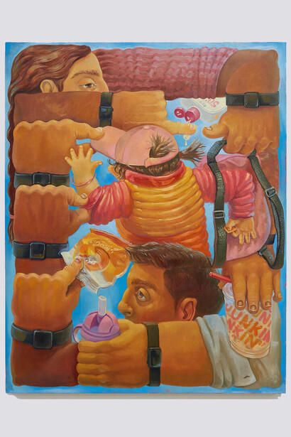 Erin Milez, We Run On, 2023. Oil and acrylic on canvas, 30 by 24 inches. Courtesy of Monya Rowe Gallery