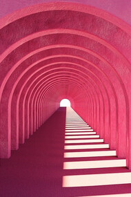 A sunlit, pink tunnel, designed to be bathed in natural light