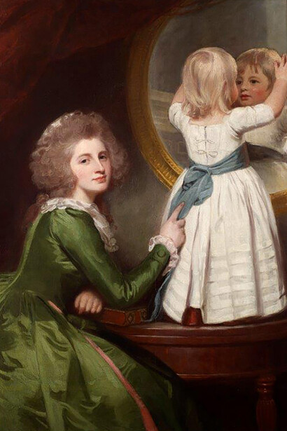 George Romney (Dalton-in-Furness, Lancashire, 1734 – Kendal, Westmorland, 1802). «Sra. Russell e Filho [Mrs. Russell and Son]», 1786-1787 Óleo sobre tela 142 x 110 cm Proveniência: Família Russell até 1965; Coleção Roger Seelig