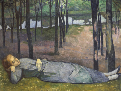Emile Bernard, Madeleine au bois d’amour, 1888, Huile sur toile, 150 x 177 cm, Paris, musée d’Orsay, © Musée d'Orsay, Dist. RMN-Grand Palais / Patrice Schmidt