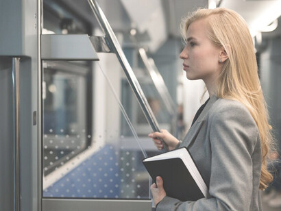Passengers traveling on Kyiv's subway during winter in Ukraine