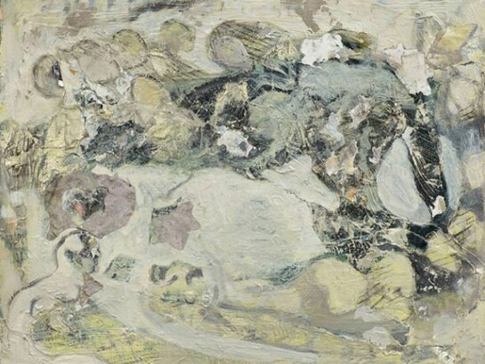 Katy Moran, Zoo, 2013, acrylic and collage on canvas, 39.9 x 48.8 cm, 15 3/4 x 19 1/4 ins, Courtesy Stuart Shave/Modern Art, London