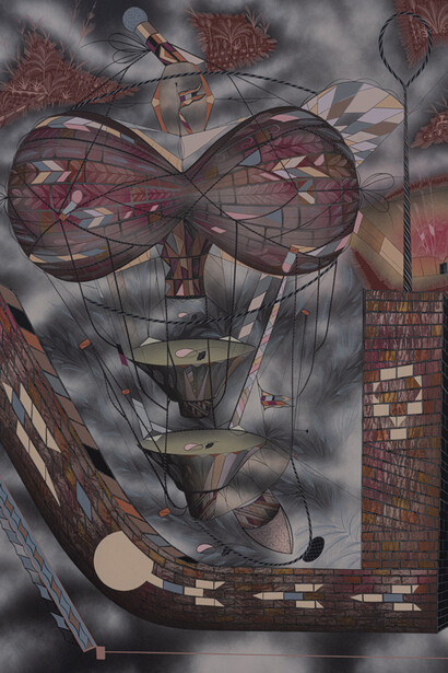 Lari Pittman, The remedy of analog space & time #2 (detail), 2025. Courtesy of Jessica Silverman