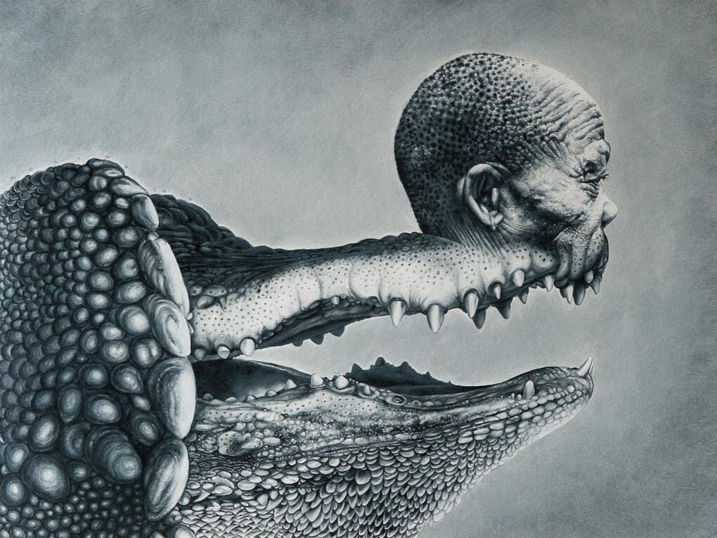 José Molina, Avarizia, 2016, collezione Peccati e Virtù, matita grassa su carta, cm 75,5x90, © Ernesto Blotto
