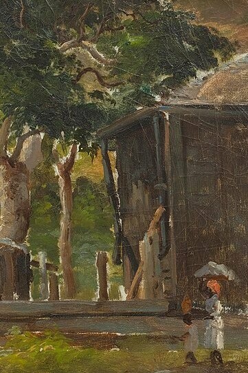 Camille Pisarro, "Escena rural", óleo sobre lienzo, 1854-55