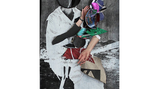 Sally Smart, Hand Puppet Abstact, HH (The Pedagogical Puppet) 2013, Silkscreen on fabric with collage elements, 122 x 62 cm 