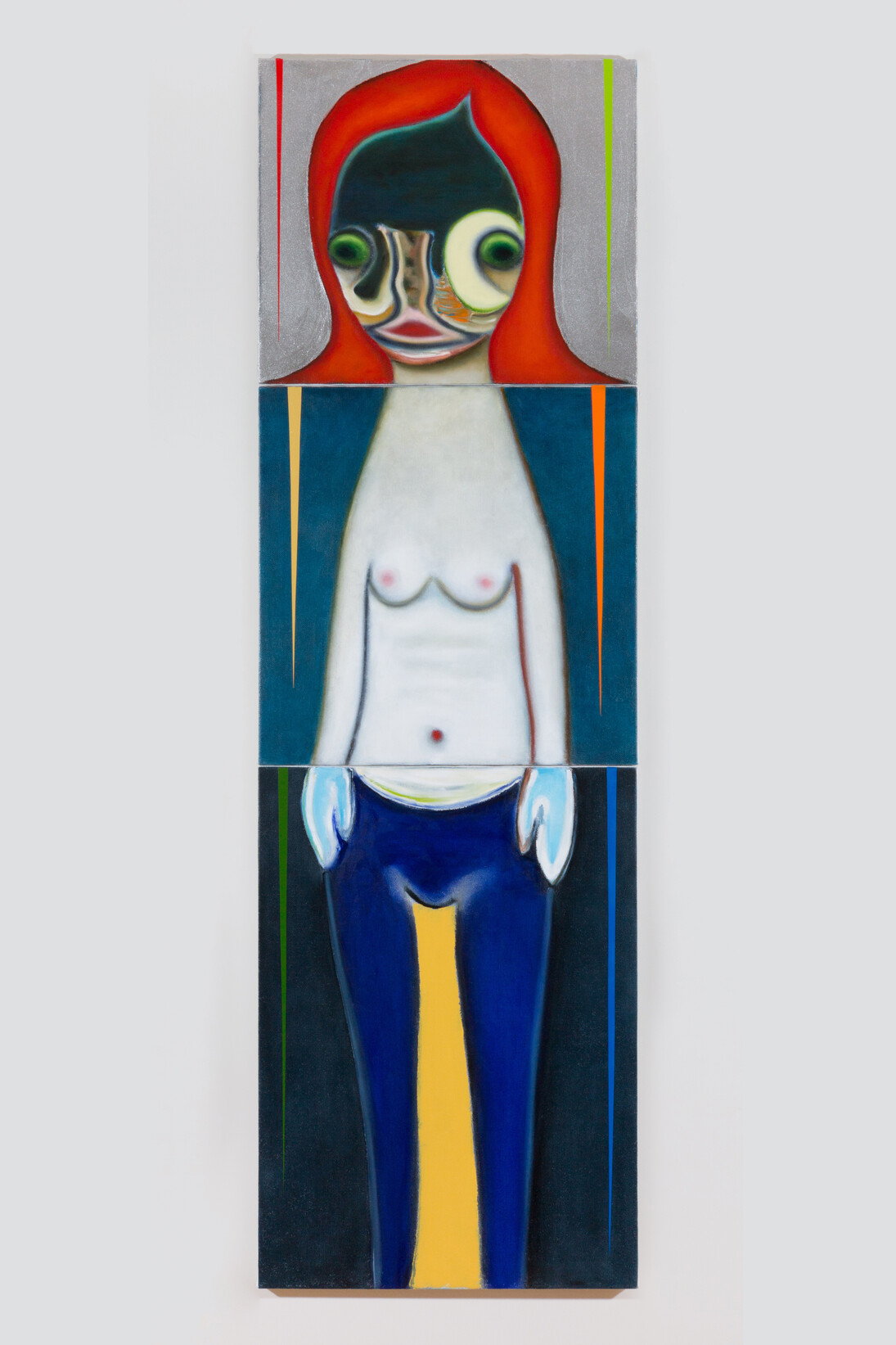 Izumi Kato, “Untitled”, 2017, Oil on canvas, 172 x 53 cm  67 11/16 x 20 7/8 in, Photo: Ringo Cheung ©2017 Izumi Kato. Courtesy the Artist and Perrotin