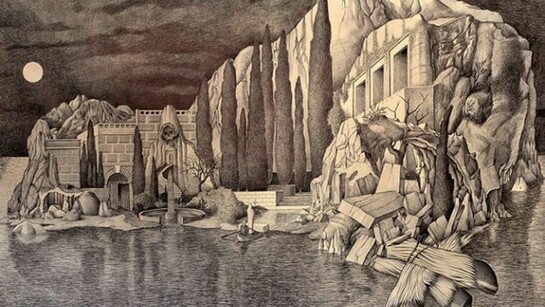 Marcello Carrà, L'isola dei morti, 2013, Penna biro su carta, 110 x 170 cm