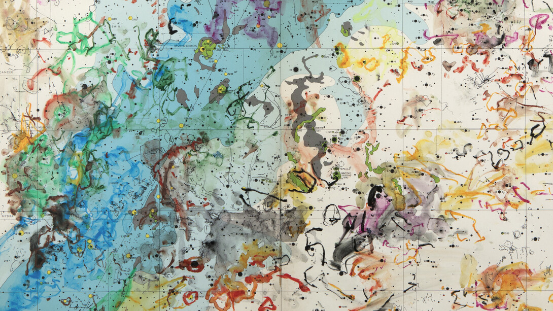Marcus Neustetter, 2017, 'Exploring 1950 Celestial Maps V', ink on paper. 