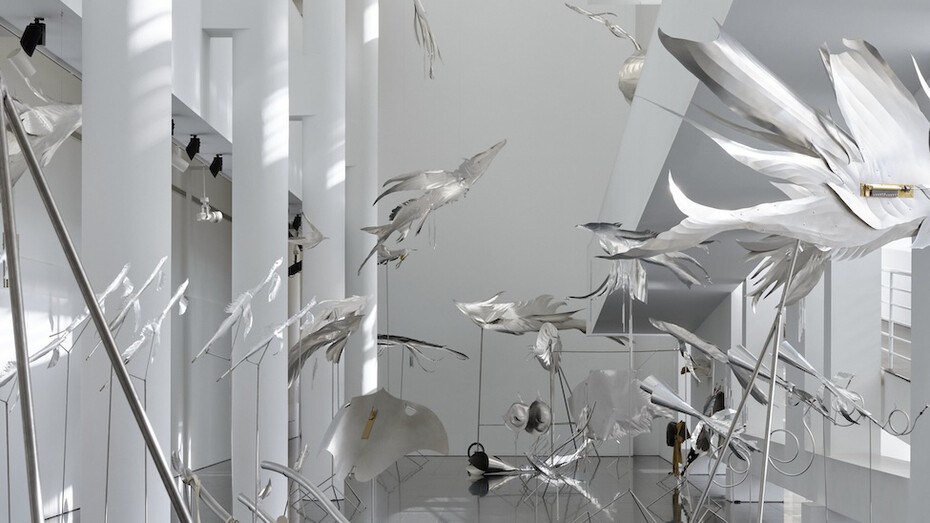 Petrit Halilaj and Álvaro Urbano, Lunar ensemble for uprising seas, exhibition view. Courtesy of Museu d’Art Contemporani de Barcelona