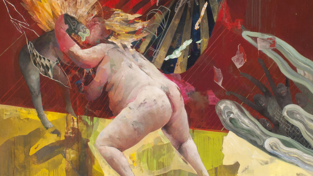 Chiara Sorgato, Lasciami andare che è il tramonto, dettaglio, 2014, 150 x 150 cm, olio su tela