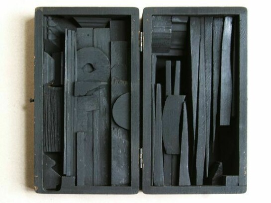 Louise Nevelson, Untitled, painted wood, 8" x 7" x 2" (open), 7" x 3 1/2" x 4" (closed)