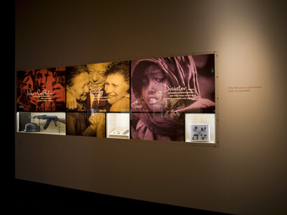 Leaving home, exhibition view. Courtesy of Immigration Museum