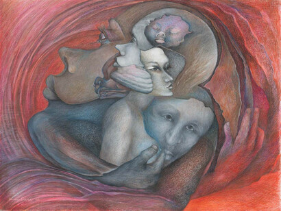 Hannah Greenberg, Thoughts, Colored Pencil on Paper, 17" x 23"