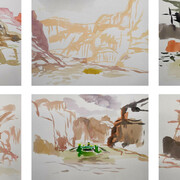 Steven J. Yazzie, Drifting and painting San Juan river (detail), 2024. Courtesy of Gerald Peters Contemporary