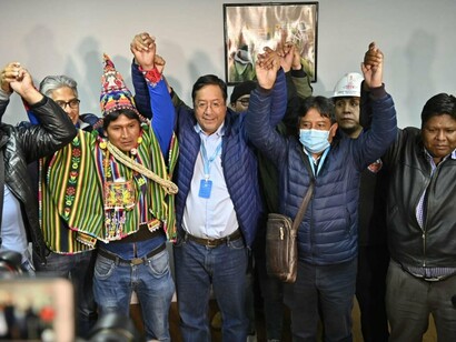 Luis Arce celebrates his electoral victory in Bolivia