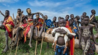 Young children of the Mursi tribe, Ethiopia