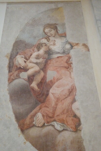 Affresco della Carità, proveniente dalla Certosa, oggi nell’androne delle Terme
