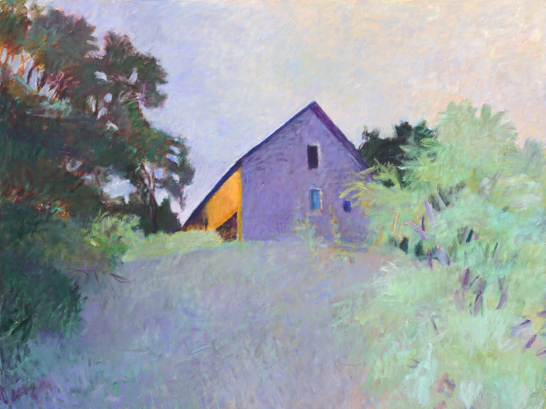 Wolf Kahn, Barn Atop a Ridge (detail), 1987, Oil on canvas, 72 x 84 inches, 182.9 x 213.4 cm. Signed: "W Kahn" (lower center) 