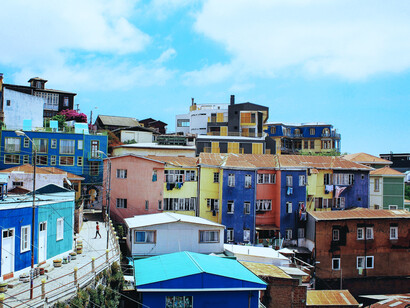 Casas tipicas de Valparaíso, Chile