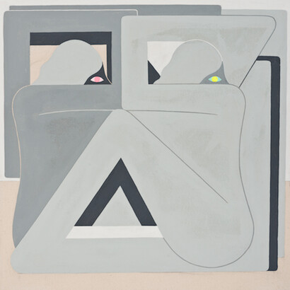 RICHARD COLMAN, , THREE GRAYS, 2017, ACRYLIC ON CANVAS , (IN OAK WOOD FRAME)
30 X 30 INCHES / 76 X 76 CM. Courtesy of V1 Gallery