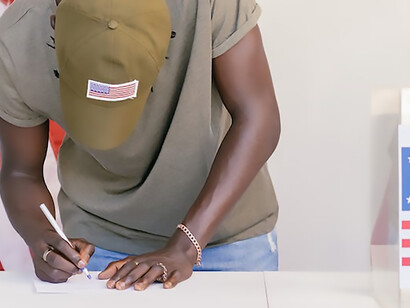 A man voting in the American election