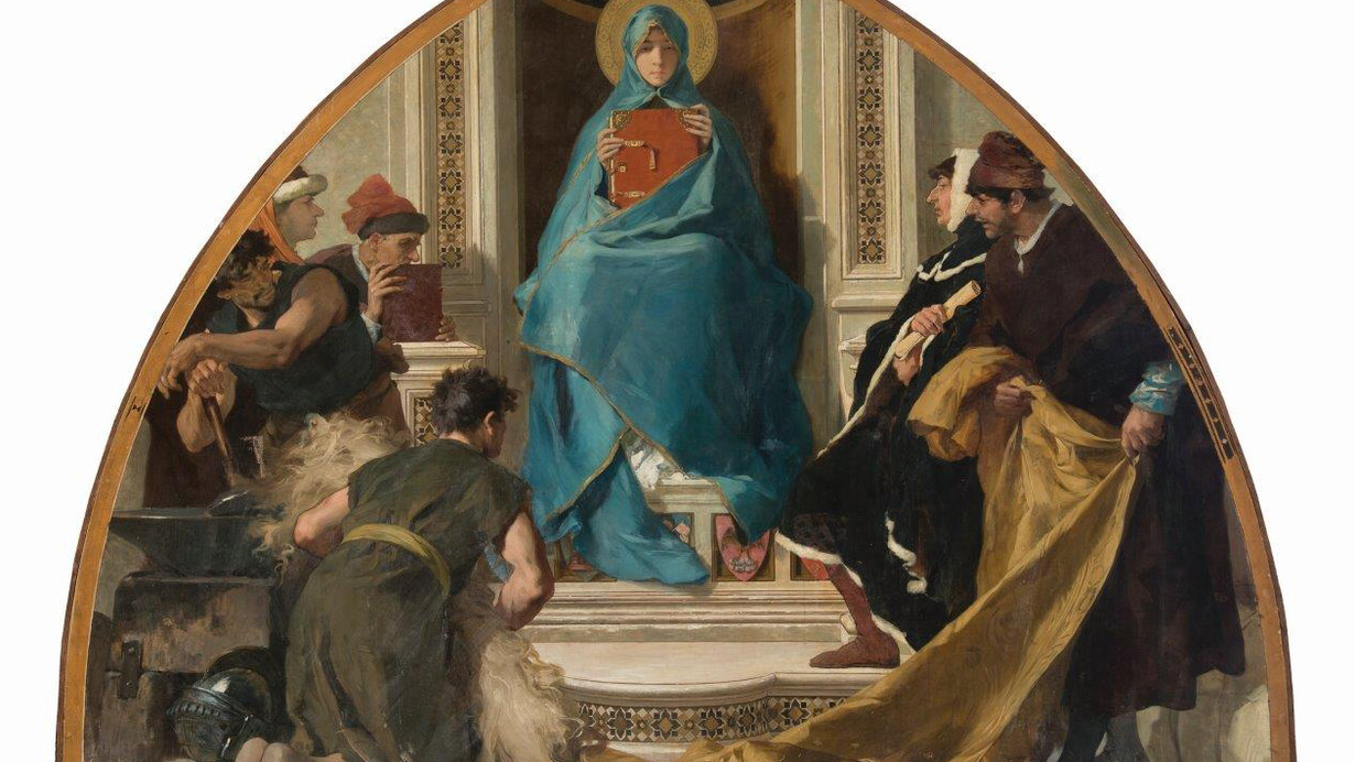 Nicolò Barabino, Faith with Representations of the Arts, (La Fede con i Rappresentati delle Arti), 1884–85; Oil on canvas, 89 3/4 x 112 1/4 in.; Museo dell’Opera del Duomo, Florence; inv. N. 90.87.1028