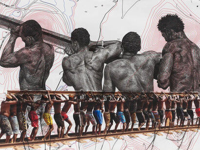 Ibrahim Mahama, Nana afredua, 2023–24. Courtesy of White Cube Gallery