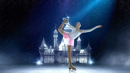 A girl figure skating gracefully on the ice
